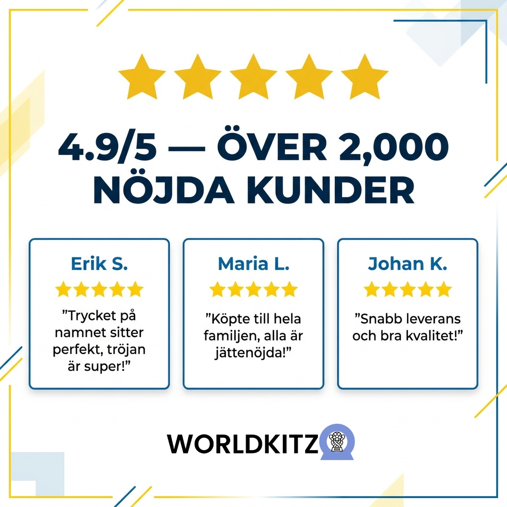 Bär Sveriges VM-tröja med ditt namn på ryggen